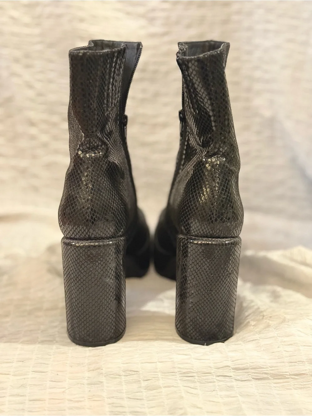 Jeffrey Campbell Black Textured Platform Ankle Boots